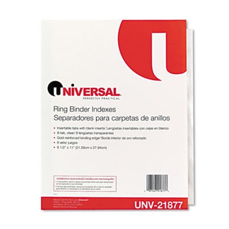 Universal Battery Universal Extended Insert Indexes Eight Clear Tabs Letter Buff Six Sets per Box 21877